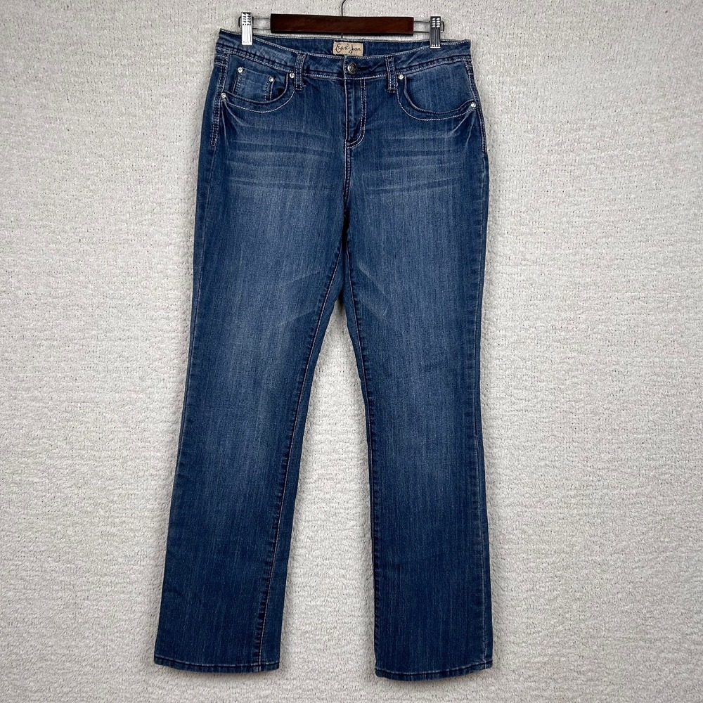 Earl Jeans Womens 10 Blue Denim Bling Embellished Straight Stretch Retro Y2K